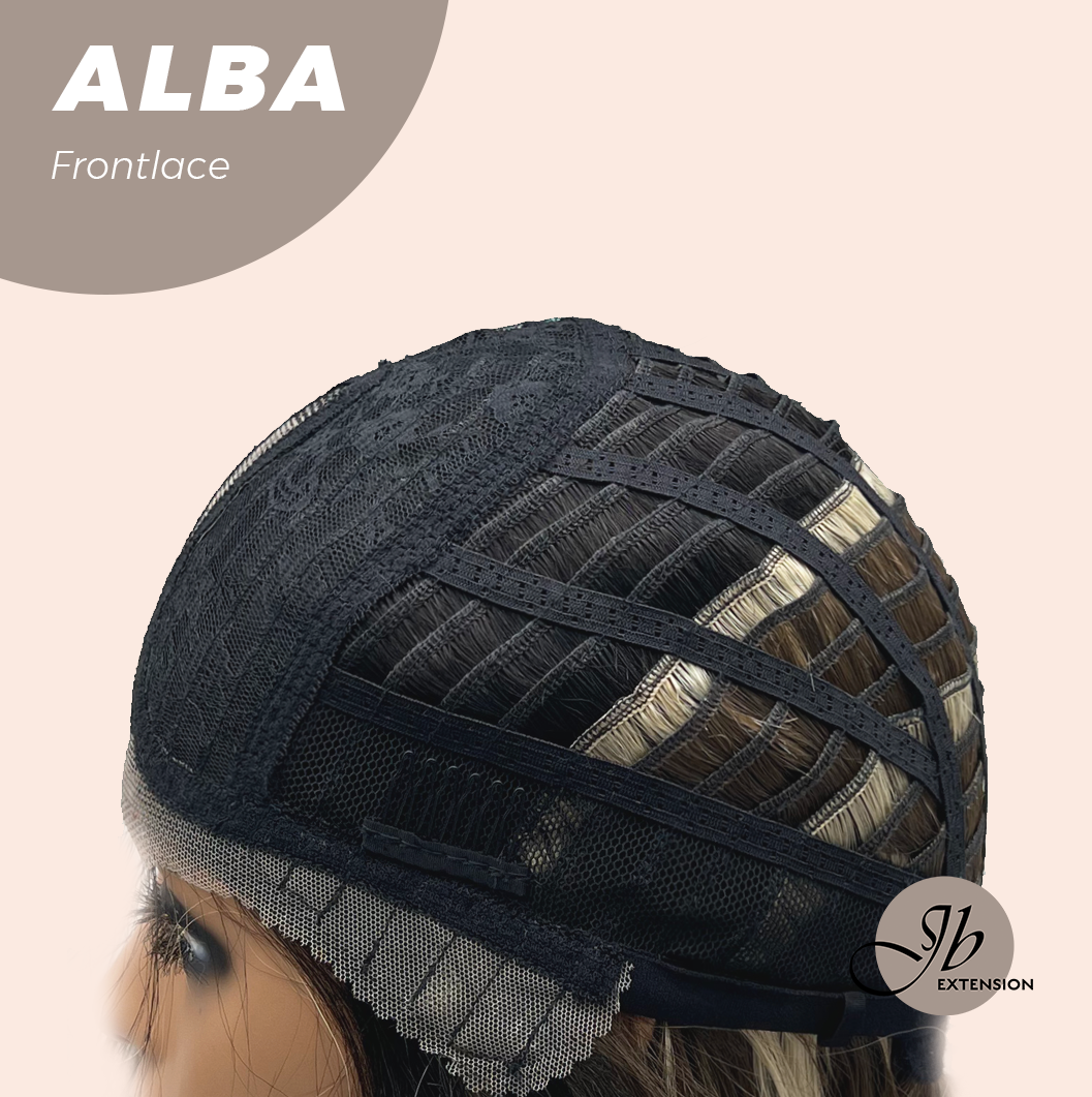 HOT OF SEASON - 12 Inches Wave Dark Brown with Blonde Highlight with Dark Root Pre-Cut Frontlace Glueless Wig ALBA