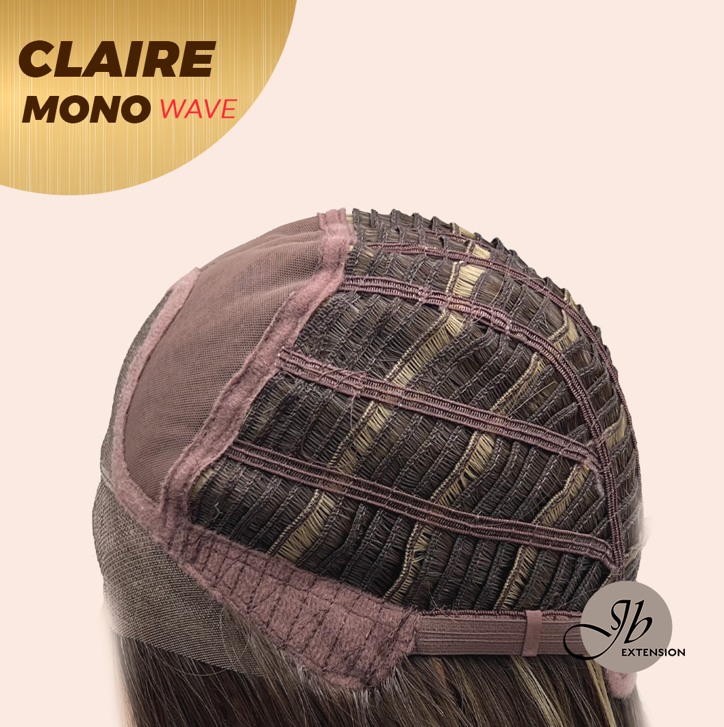 JBEXTENSION CLAIRE MONO WAVE Partial Monofilament Wig 22 Inches Brown With Highlight Partial Mono Lace Glueless Wig CLAIRE MONO-WAVE【BENDY EAR TABS】