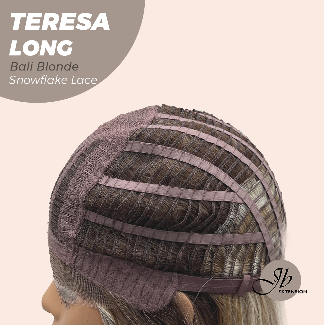 JBEXTENSION 22 Inches Long Bali Blonde Pre-Cut Snowflake Lace Frontlace Glueless Wig TERESA LONG BALI BLONDE【PERMATEASE】【BENDY EAR TABS】