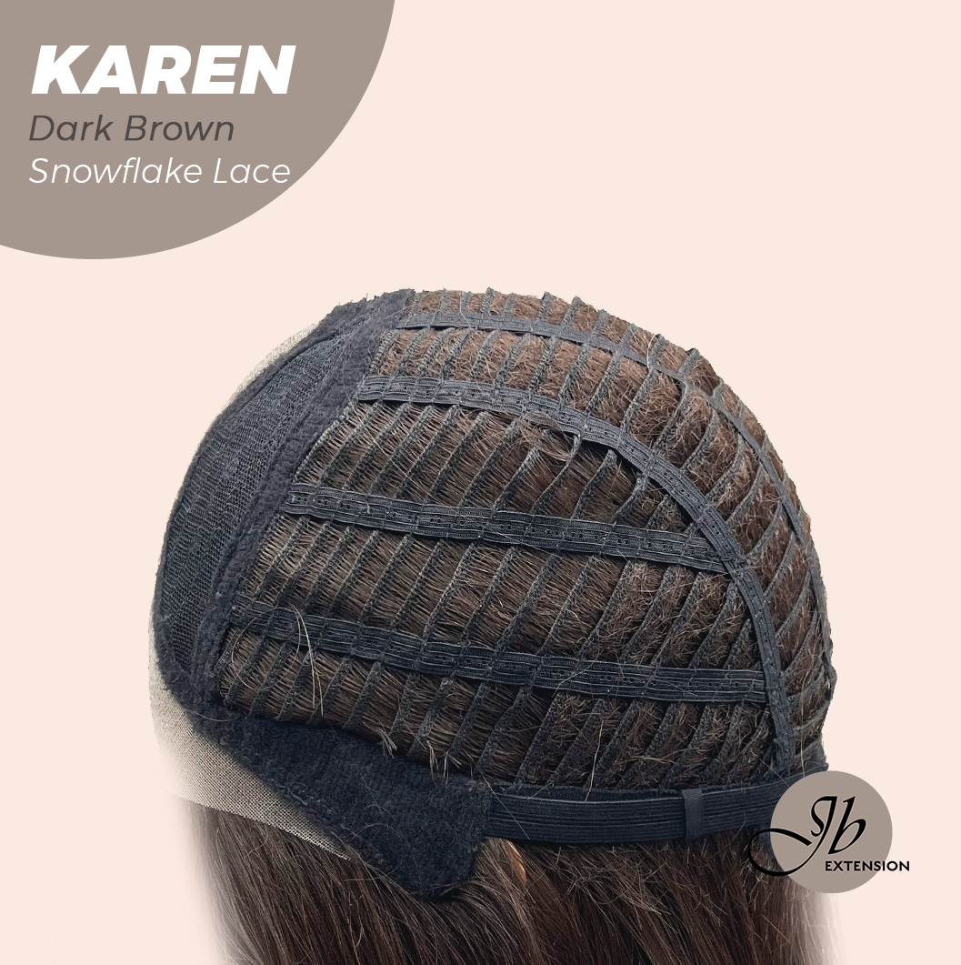 JBEXTENSION 18 Inches Dark Brown Pre-Cut T Part Snowflake Lace Frontlace Glueless Wig KAREN DARK BROWN【BENDY EAR TABS】