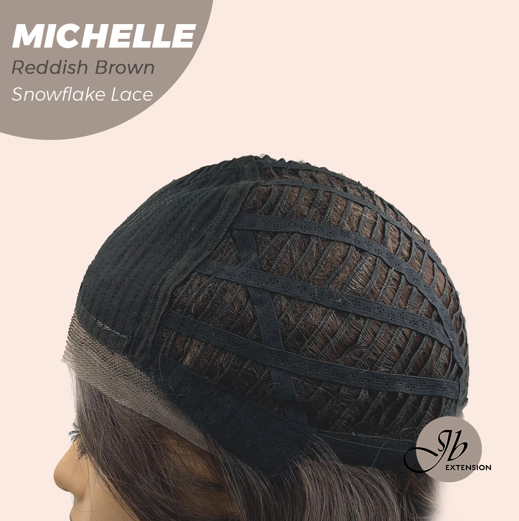 JBEXTENSION 10 Inches Reddish Brown Pre-Cut Side Part Snowflake Lace Frontlace Glueless Wig MICHELLE REDDISH BROWN【BENDY EAR TABS】