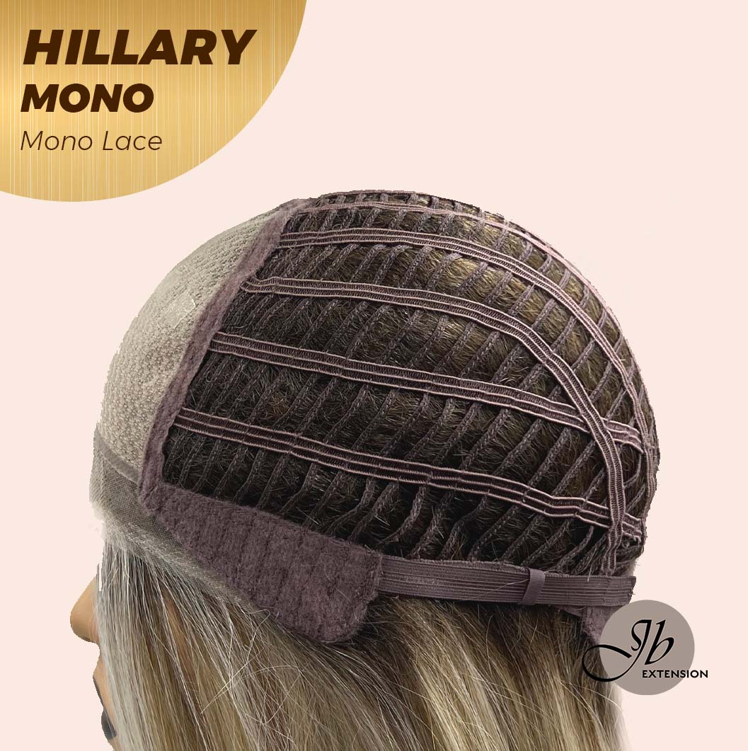 Nichole's Selection - HILLARY MONO Monofilament Handmade Wig 6X5 Full Monofilament Hand Tied Top Wig 16 Inches Blonde With Dark Root Straight Mono Lace Wig With Anti-slip Silicone Strips Glueless Wig Hillary Mono【BENDY EAR TABS】
