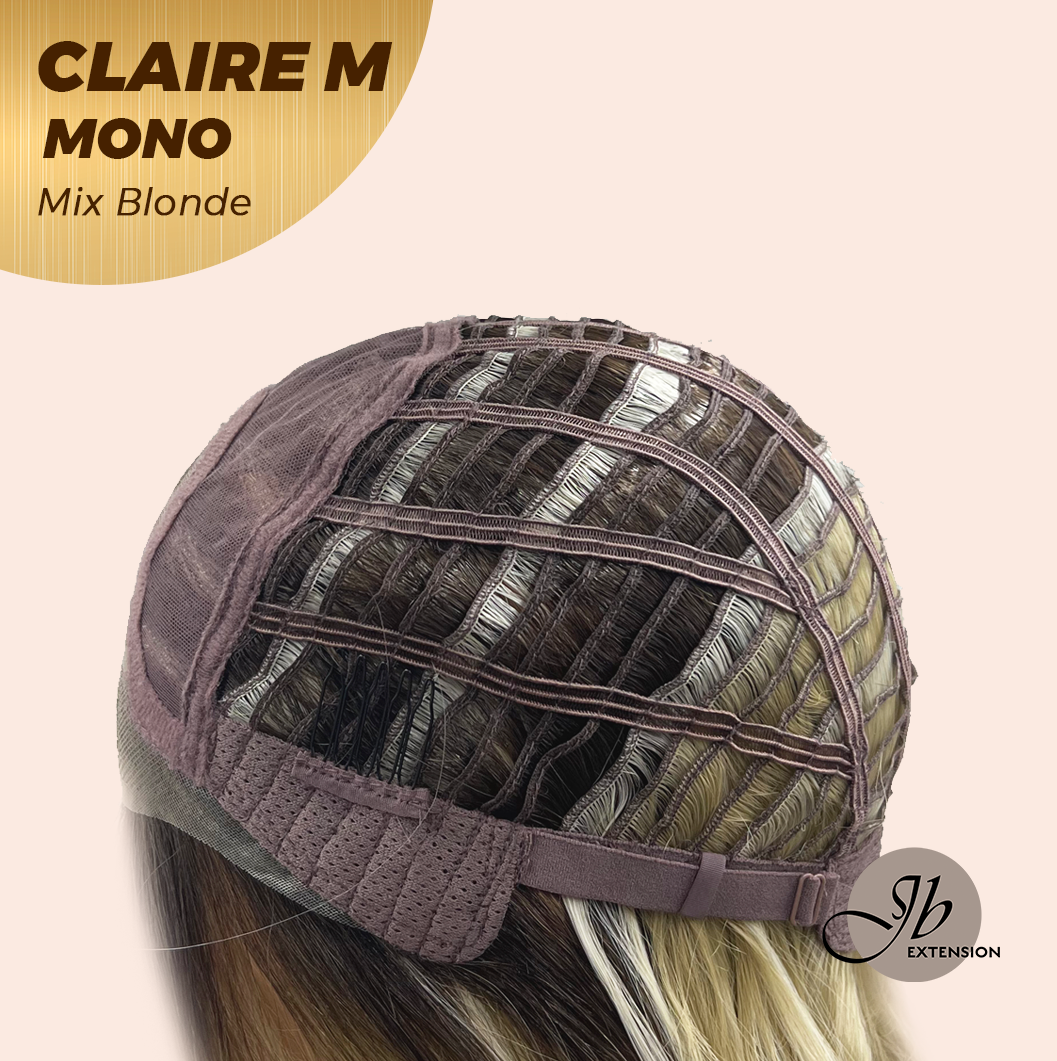 [PRE-ORDER] JBEXTENSION CLAIRE MONO MIX BLONDE Partial Monofilament Wig 22 Inches Mix Blonde Partial Mono Lace Glueless Wig CLAIRE MONO MIX BLONDE【BENDY EAR TABS】