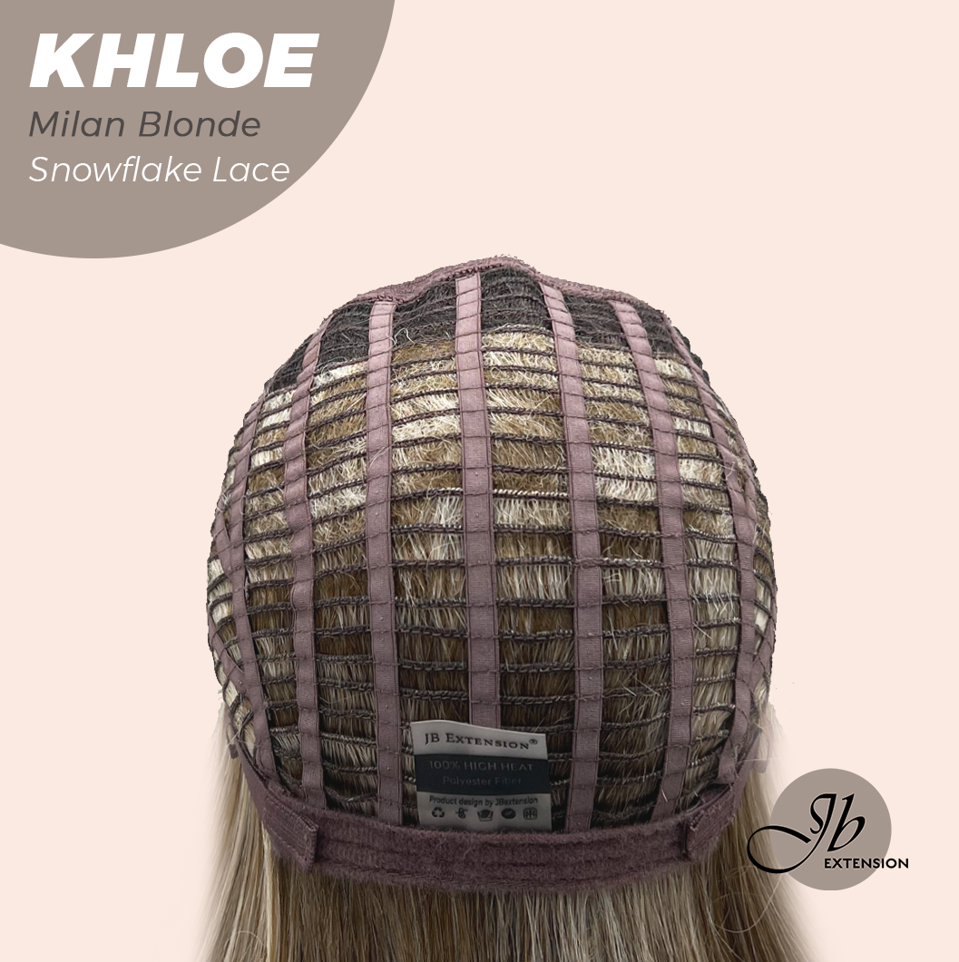 JBEXTENSION 12 Inches Bob Cut Milan Blonde Pre-Cut Snowflake Lace Frontlace Glueless Wig KHLOE MILAN BLONDE【PERMATEASE】【BENDY EAR TABS】