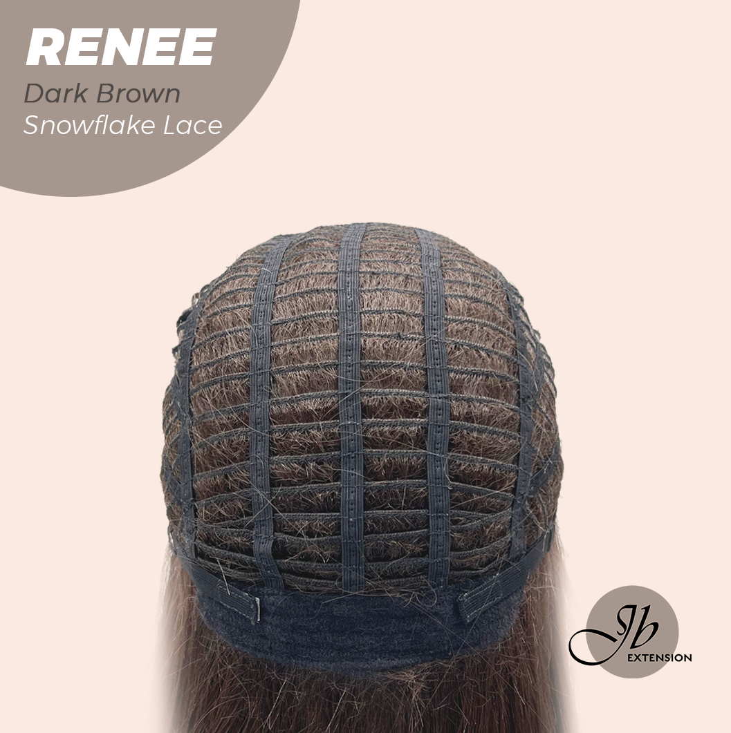 JBEXTENSION 21 Inches Dark Brown Pre-Cut T Part Snowflake Lace Frontlace Glueless Wig RENEE DARK BROWN【BENDY EAR TABS】