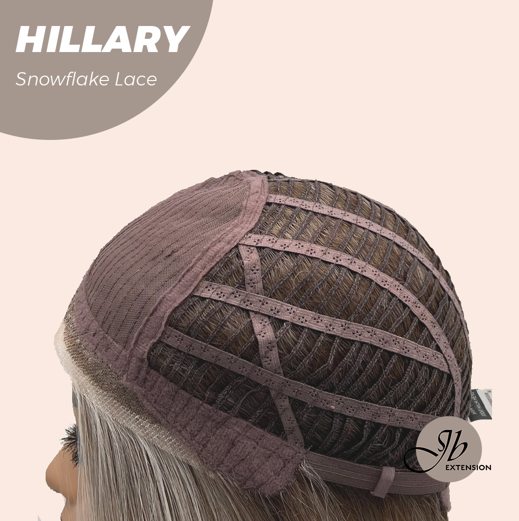 JBEXTENSION 16 Inches Blonde Straight Pre-Cut Side Part Snowflake Lace Frontlace Glueless Wig HILLARY SNOWFLAKE【BENDY EAR TABS】- S/M