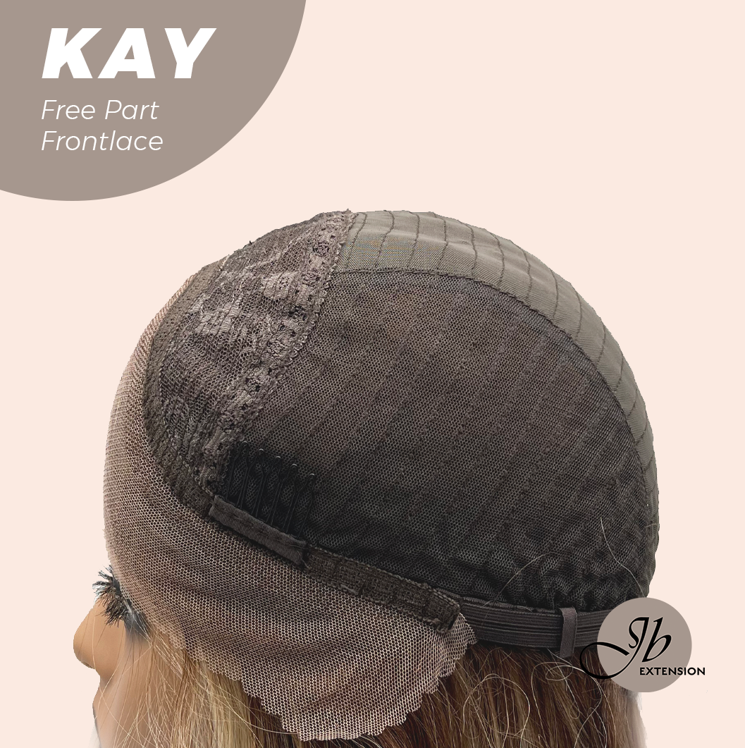 JBEXTENSION 24 Inches Brown With Highlight Curly Pre-Cut Free Part Frontlace Glueless Wig KAY FREE PART