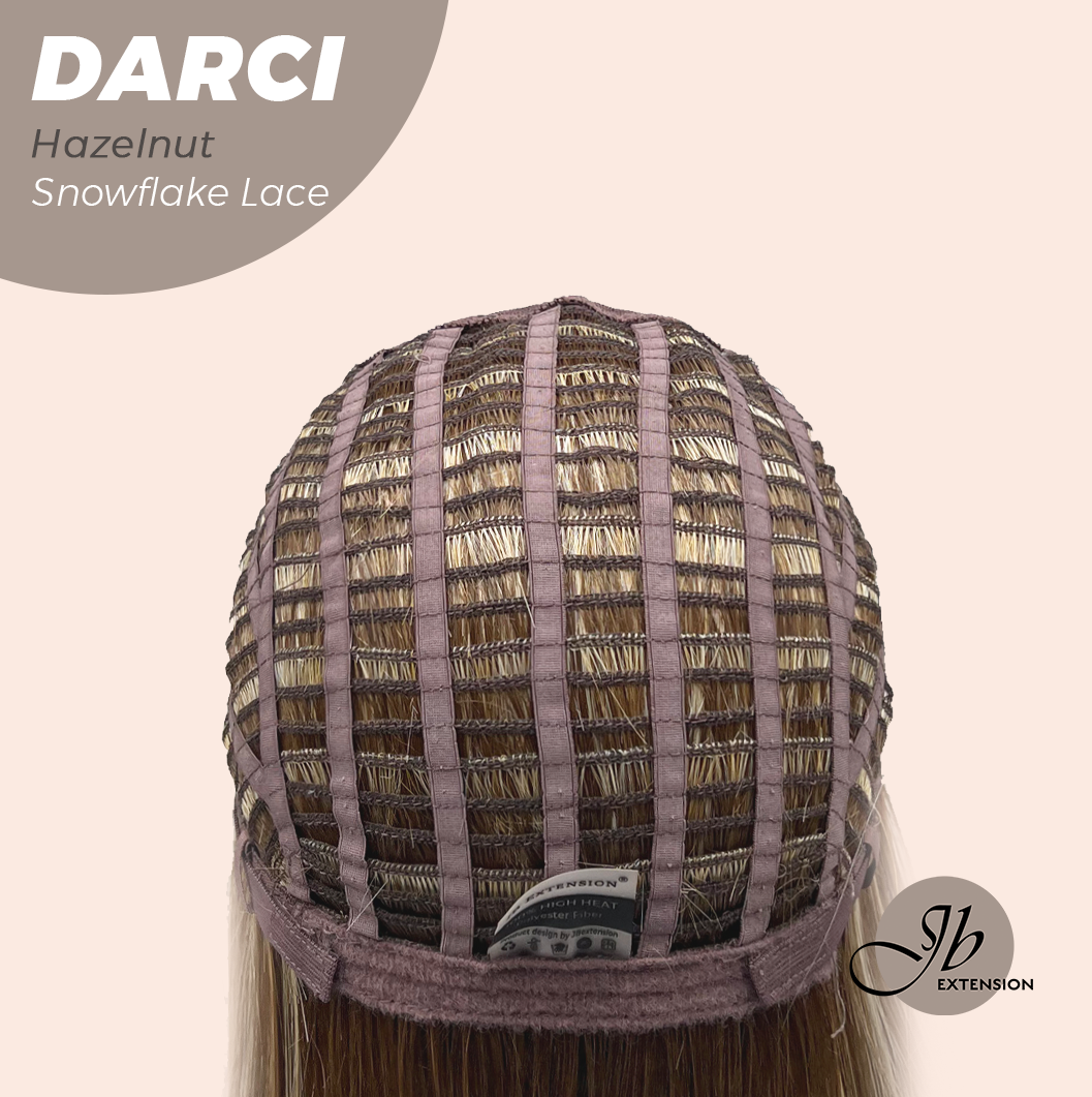 JBEXTENSION 25 Inches Hazelnut Blonde Highlight Pre-Cut Snowflake Lace Frontlace Glueless Wig DARCI HAZELNUT【PERMATEASE】【BENDY EAR TABS】