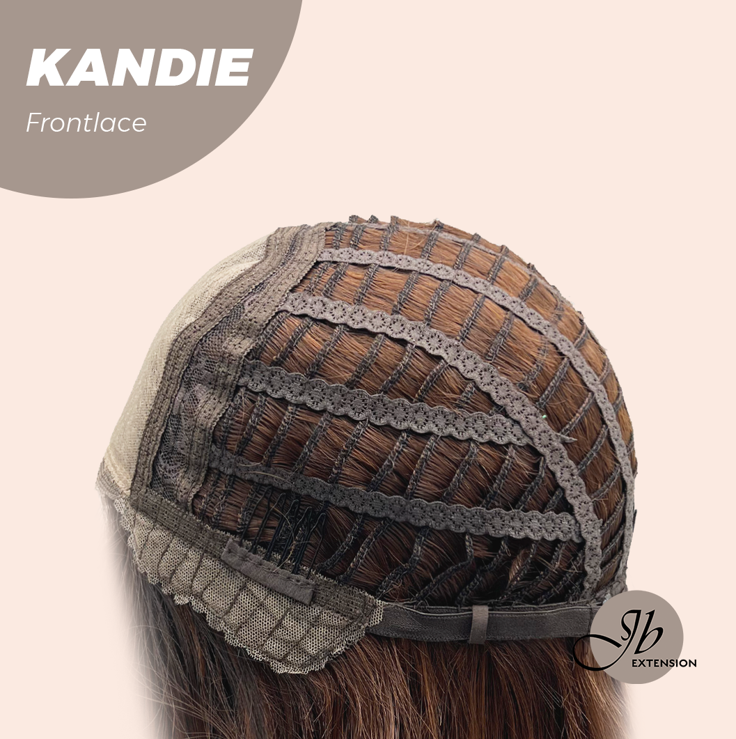 JBEXTENSION 28 Inches Curly Mocha with Dark Root Pre-Cut Frontlace Glueless Wig KANDIE