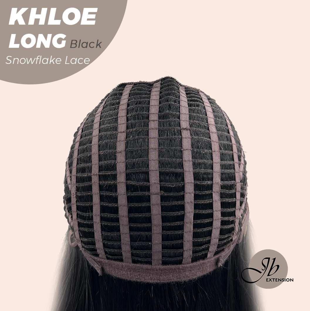 SNOWFLAKE LACE- JBEXTENSION 18 Inches Black Pre-Cut Snowflake Lace Frontlace Glueless Wig KHLOE LONG BLACK【PERMATEASE】【BENDY EAR TABS】