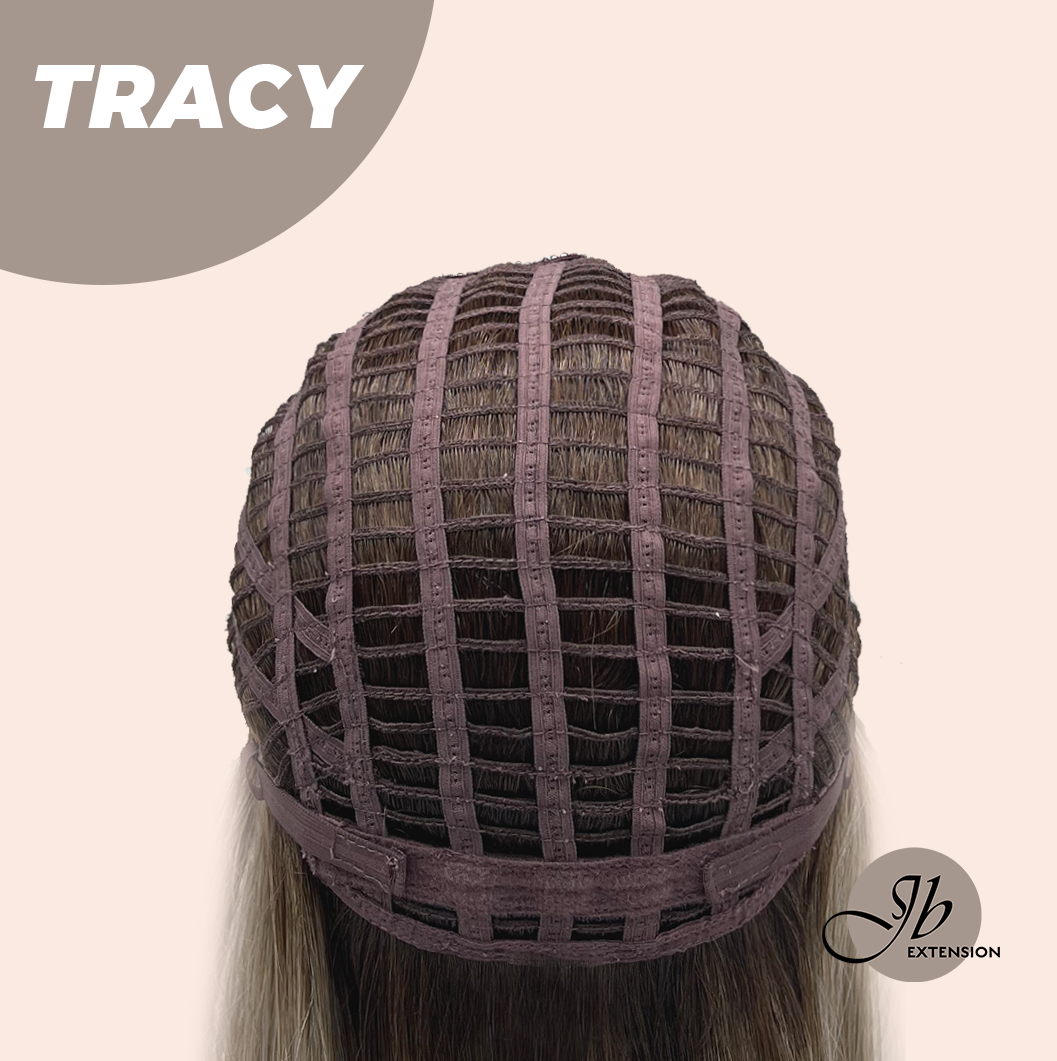 JBEXTENSION 14 Inches Mix Blonde with Dark Root Women Fashion Full Machine Wig TRACY【PLUS PERMATEASE】【BENDY EAR TABS】