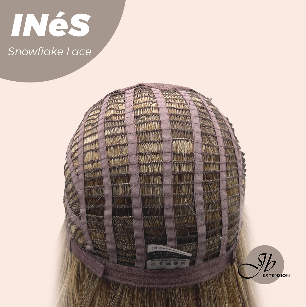 JBEXTENSION 22 Inches Mix Blonde Pre-Cut Snowflake Lace Frontlace Glueless Wig INéS SNOWFLAKE【PERMATEASE】【BENDY EAR TABS】- S/M