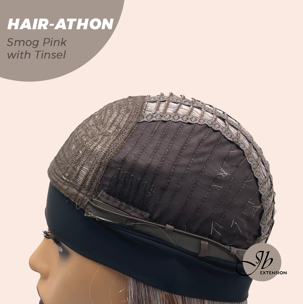 JBEXTENSION 18 Inches Curly Smog Pink with Tinsel Headband Wig HAIR-ATHON - SMOG PINK WITH TINSEL