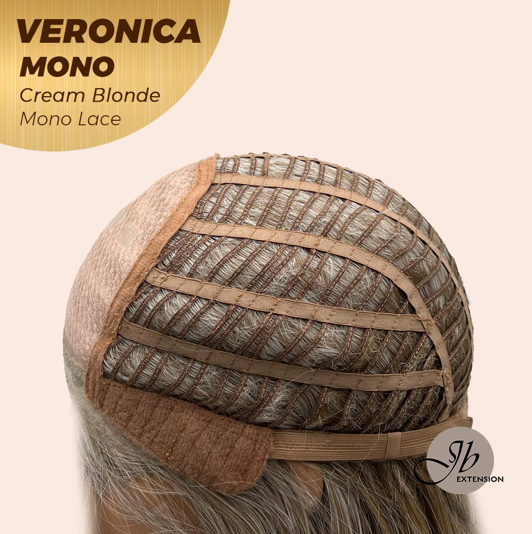 JBEXTENSION VERONICA MONO CREAM BLONDE Monofilament Handmade Wig 6X5 Full Monofilament Hand Tied Top Wig 12 Inches Cream Blonde Wave Mono Lace Wig With Anti-slip Silicone Strips Glueless Wig VERONICA MONO CREAM BLONDE【BENDY EAR TABS】