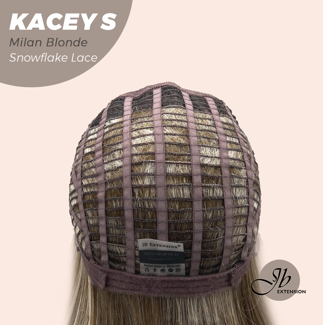 JBEXTENSION 20 Inches Milan Blonde Pre-Cut Snowflake Lace Frontlace Glueless Wig KACEY S MILAN BLONDE【PERMATEASE】【BENDY EAR TABS】