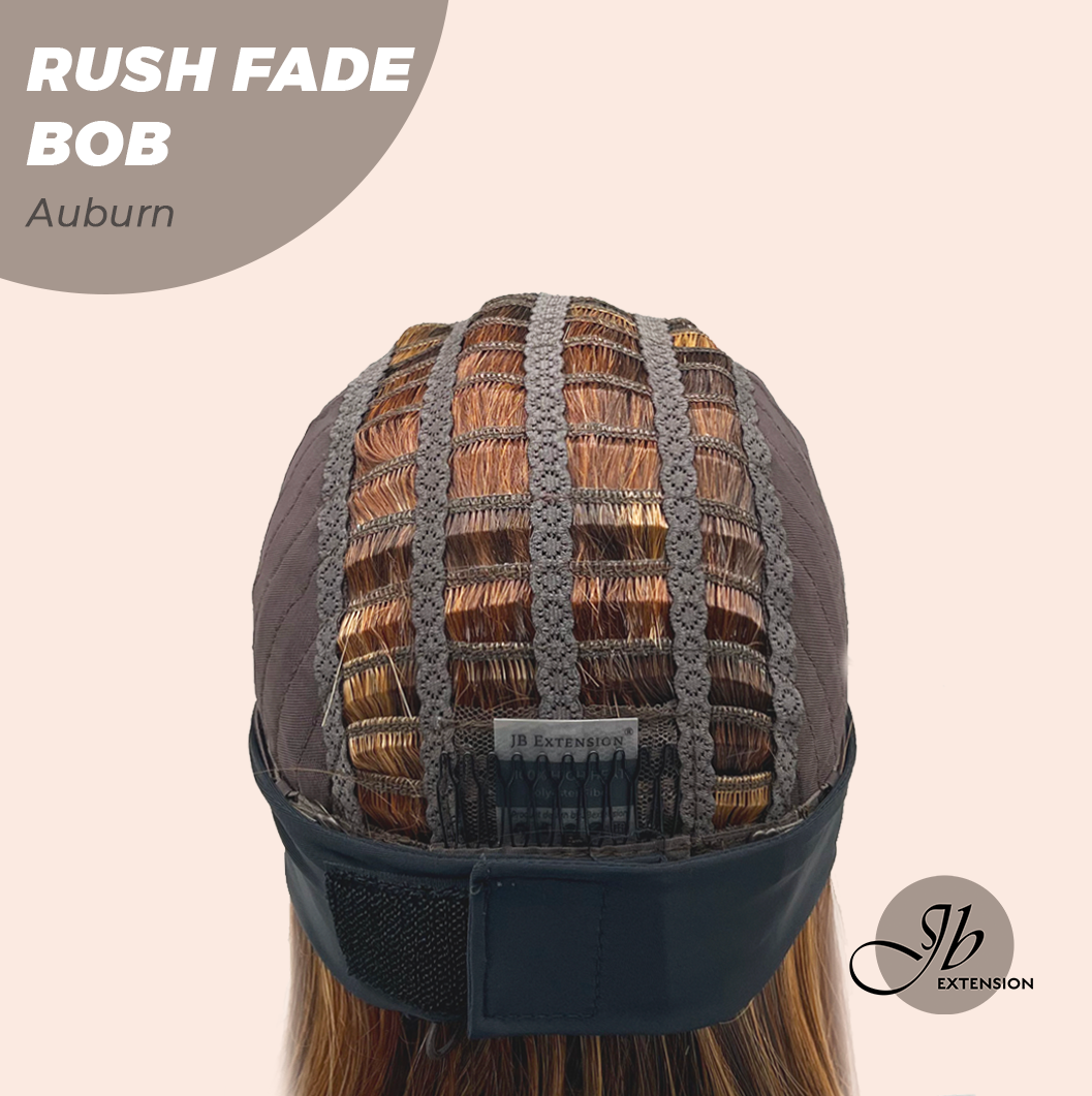 JBEXTENSION 12 Inches Short Hair Auburn Highlight Headband Wig RUSH FADE BOB - AUBURN