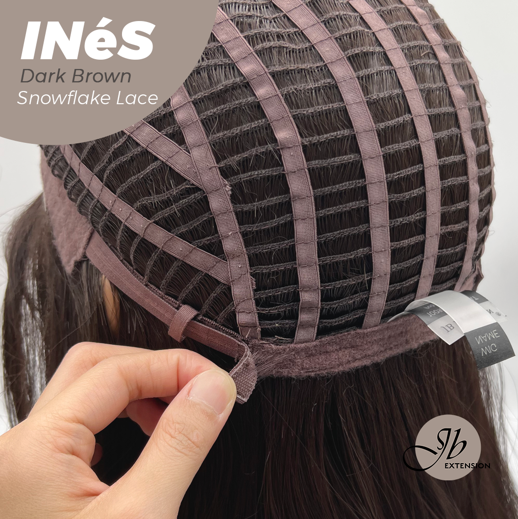 JBEXTENSION 22 Inches Dark Brown Pre-Cut Snowflake Lace Frontlace Glueless Wig INéS DARK BROWN【PERMATEASE】【BENDY EAR TABS】- M/L