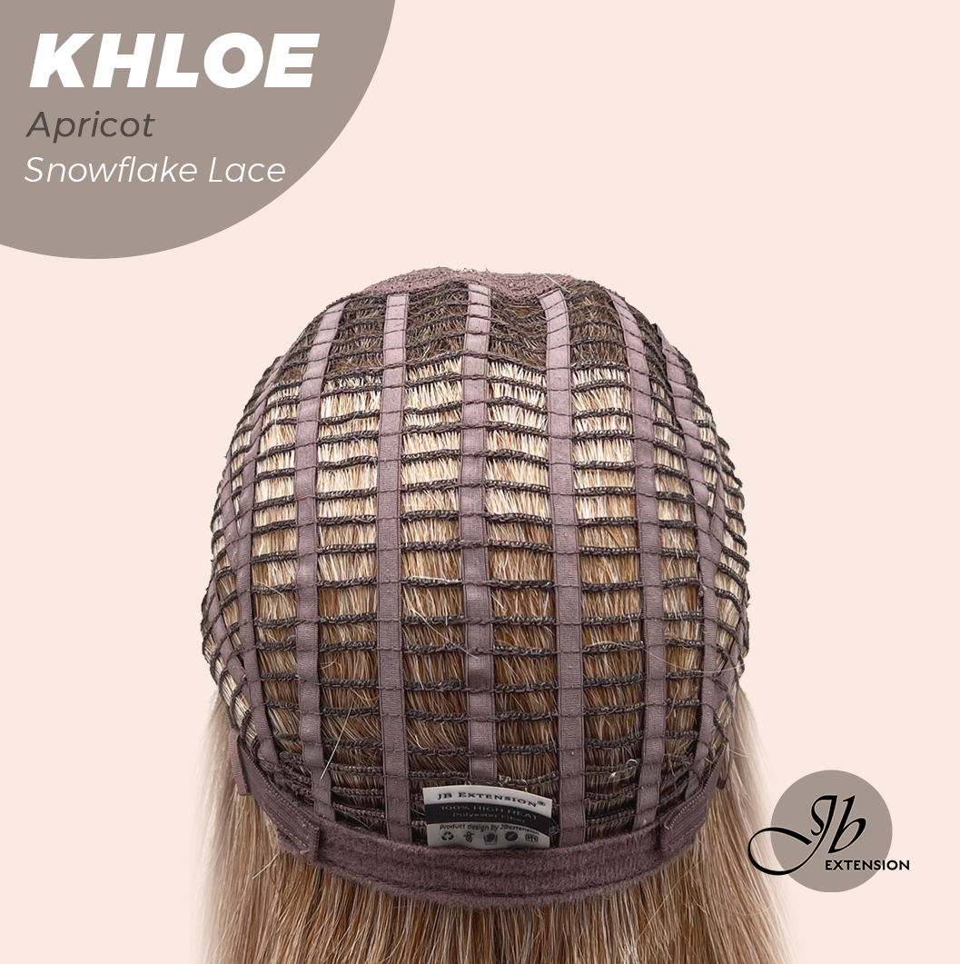 JBEXTENSION 12 Inches Bob Cut Apricot Pre-Cut Snowflake Lace Frontlace Glueless Wig KHLOE APRICOT【PERMATEASE】【BENDY EAR TABS】- S/M