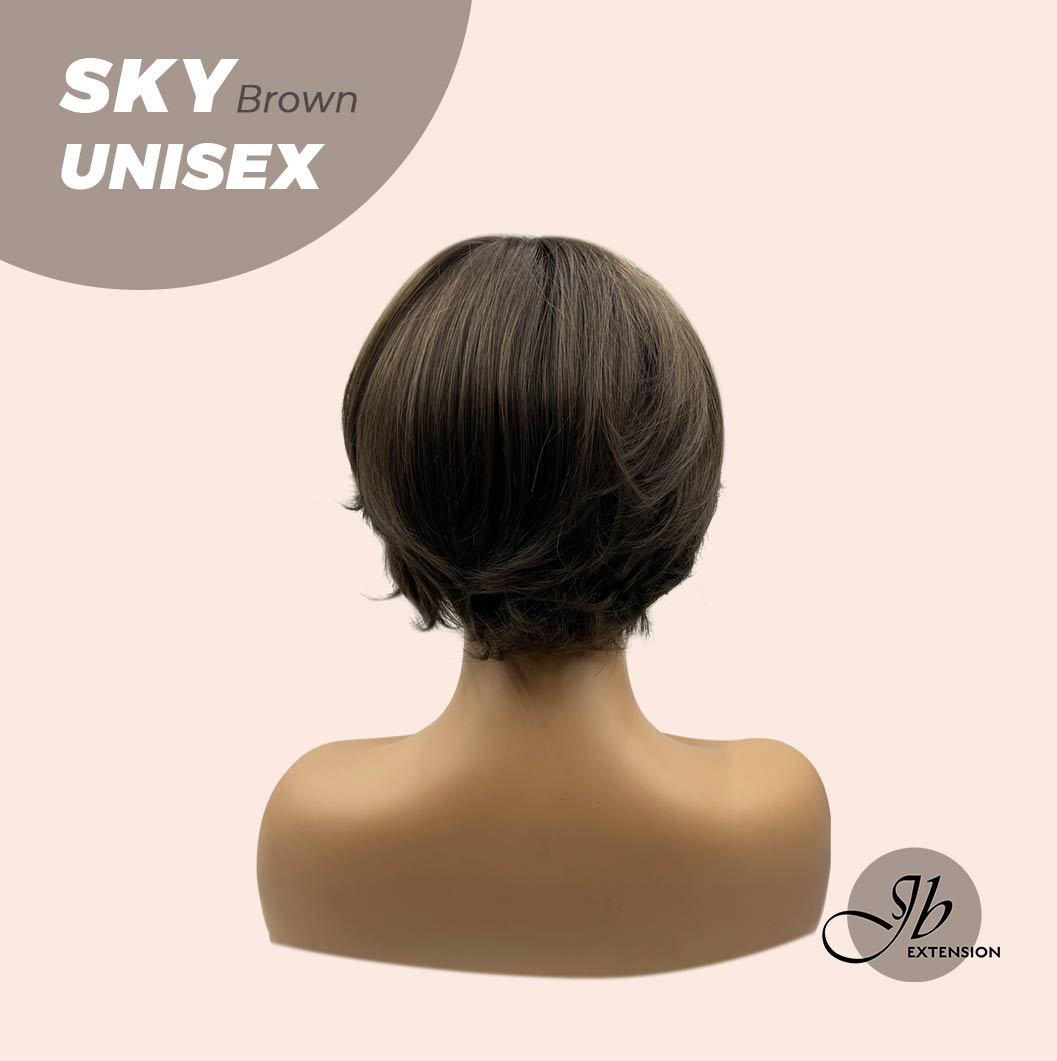 JBEXTENSION 8 Inches Cold Brown Curly Unisex Wig Man Wig SKY UNISEX BROWN