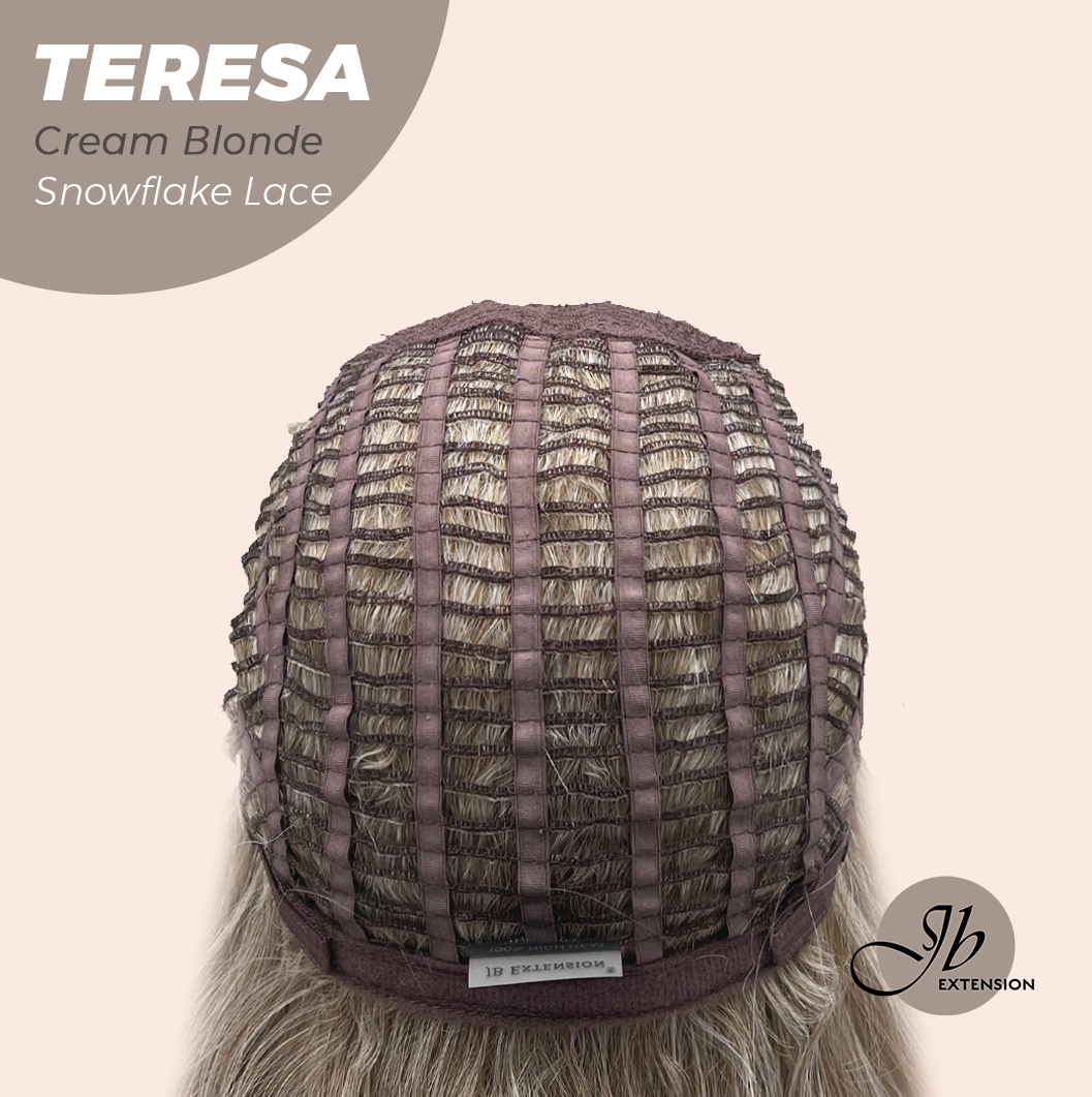 JBEXTENSION 18 Inches Cream Blonde Pre-Cut Snowflake Lace Frontlace Glueless Wig TERESA CREAM BLONDE【PERMATEASE】【BENDY EAR TABS】