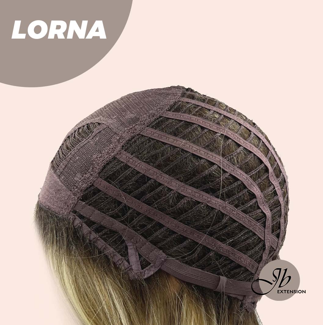 JBEXTENSION 18 Inches Blonde Curly Women Fashion Full Machine Wig With Bangs LORNA【PLUS PERMATEASE】【BENDY EAR TABS】