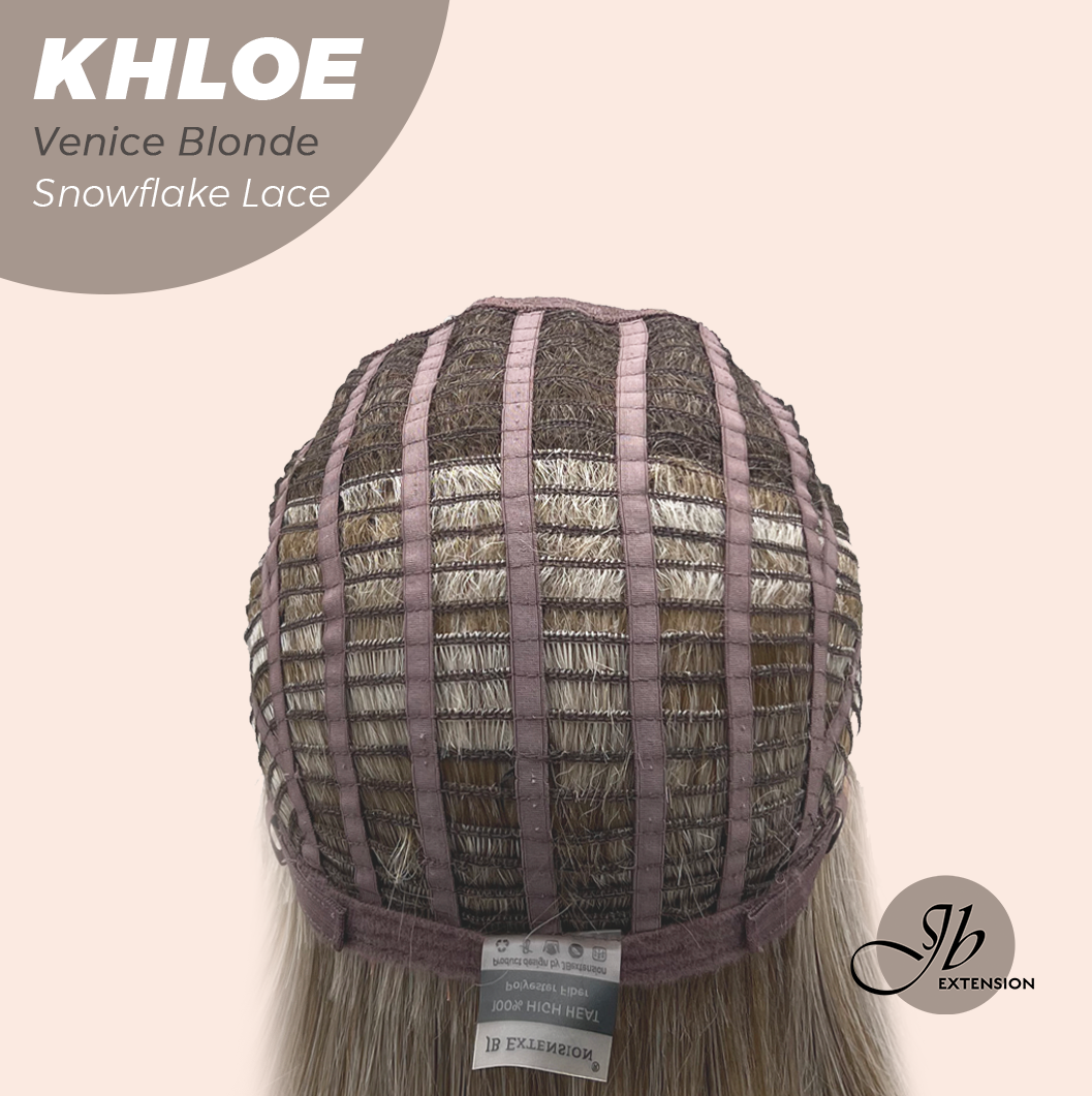 JBEXTENSION 12 Inches Bob Cut Venice Blonde Pre-Cut Snowflake Lace Frontlace Glueless Wig KHLOE VENICE BLONDE【PERMATEASE】【BENDY EAR TABS】