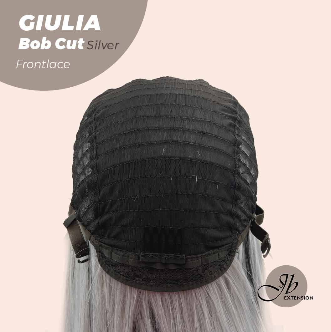 JBEXTENSION 14 Inches Bob Cut Mix Silver Frontlace Glueless Wig GIULIA BOB SILVER (FREE PARTING)