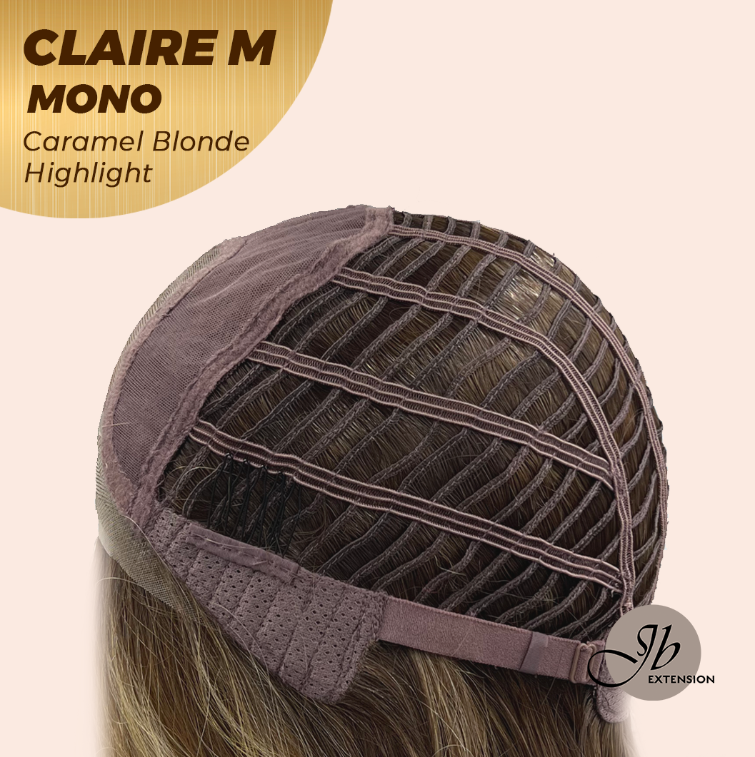 HOT OF SEASON - JBEXTENSION CLAIRE MONO CARAMEL BLONDE HIGHLIGHT Partial Monofilament Wig 22 Inches Caramel Blonde Highlight Partial Mono Lace Glueless Wig CLAIRE MONO CARAMEL BLONDE HIGHLIGHT【BENDY EAR TABS】