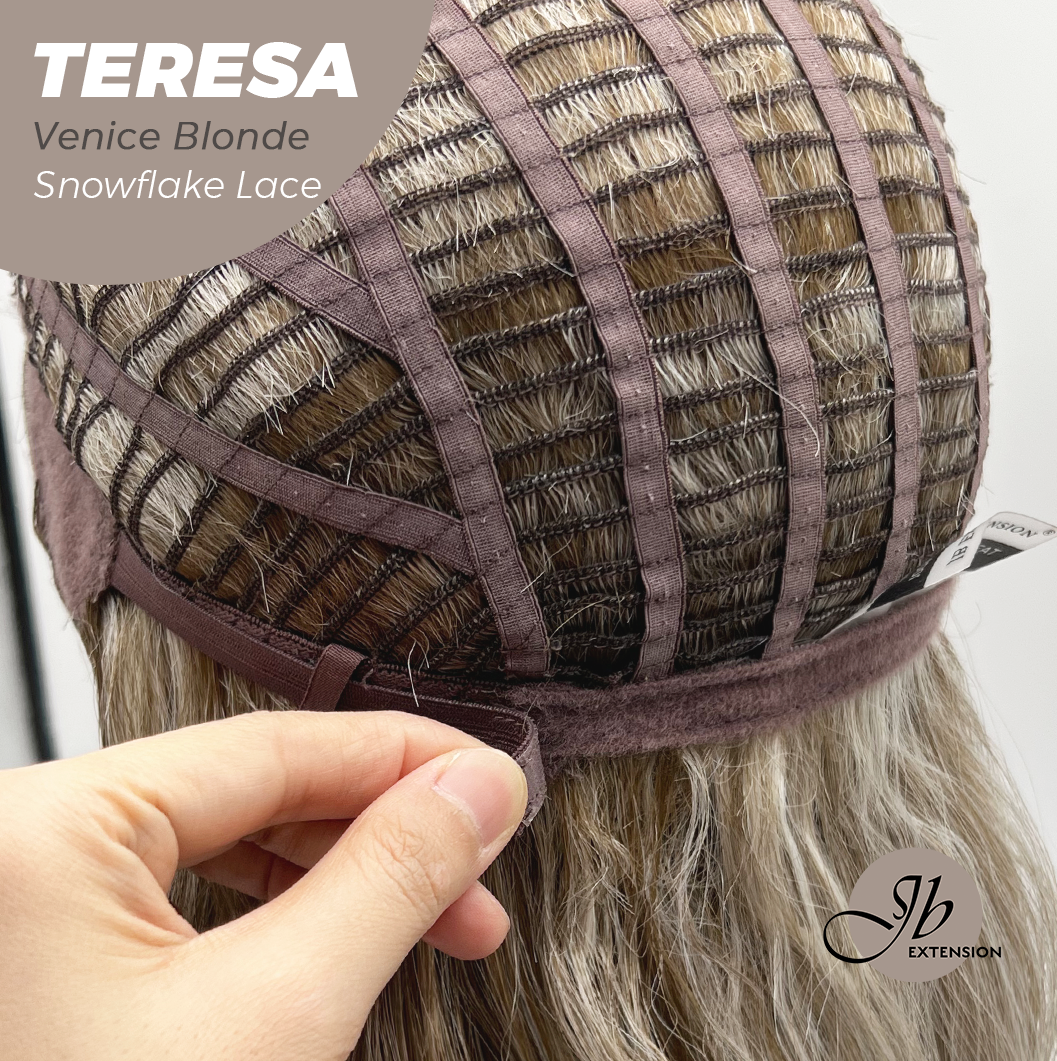 JBEXTENSION 18 Inches Venice Blonde Pre-Cut Snowflake Lace Frontlace Glueless Wig TERESA VENICE BLONDE【PERMATEASE】【BENDY EAR TABS】