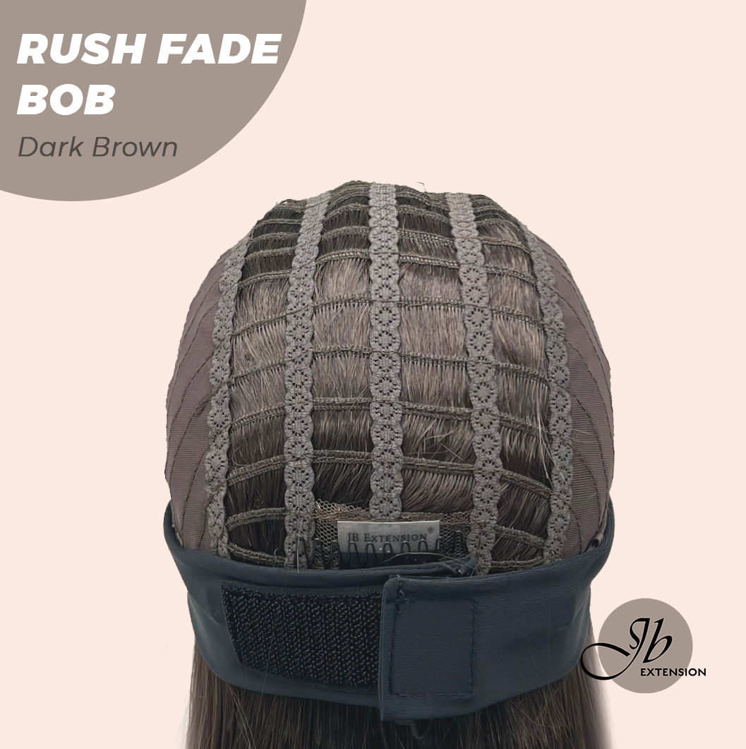JBEXTENSION 12 Inches Short Hair Dark Brown Headband Wig RUSH FADE BOB - DARK BROWN