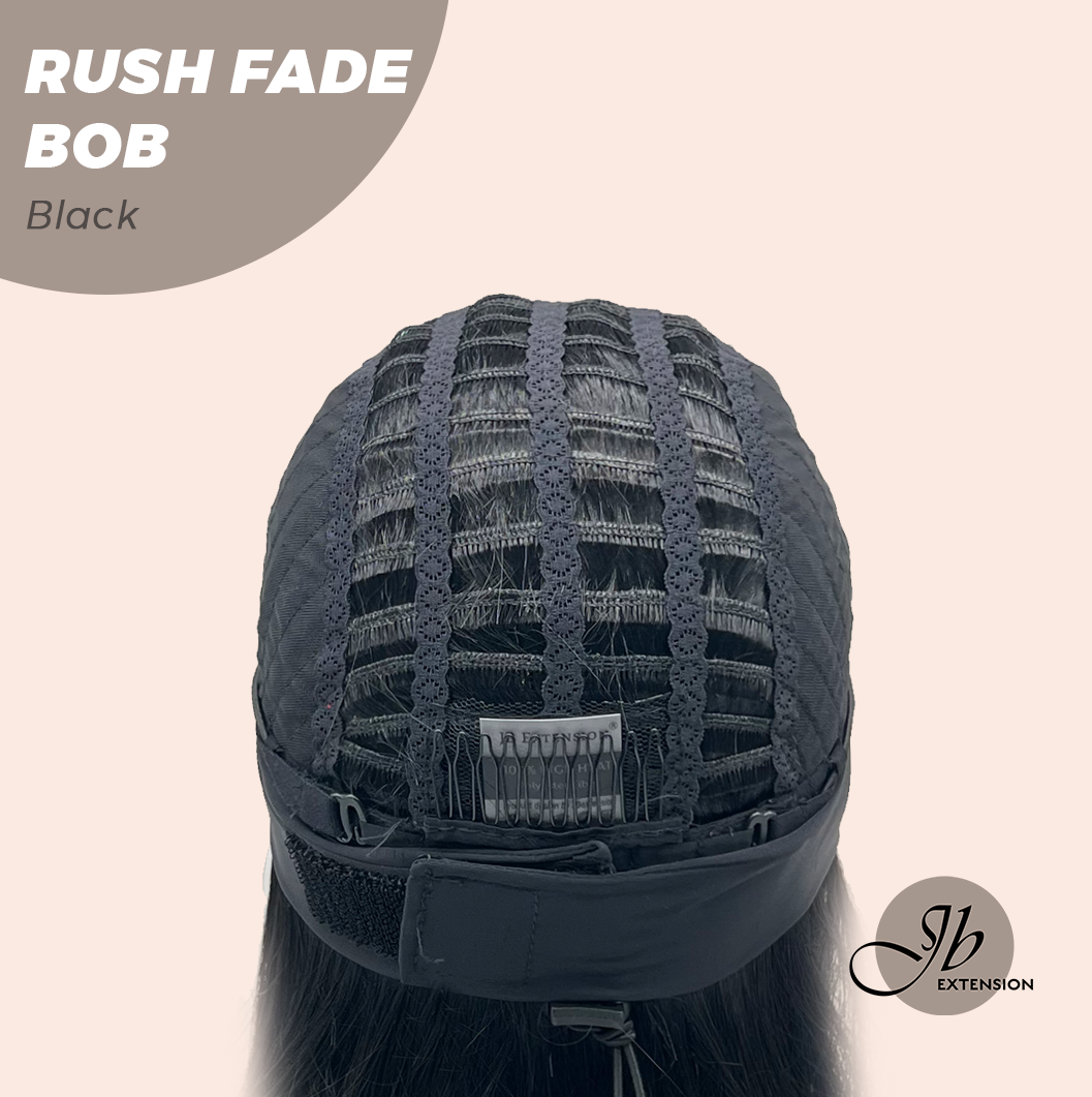 JBEXTENSION 12 Inches Short Hair Black Headband Wig RUSH FADE BOB - BLACK