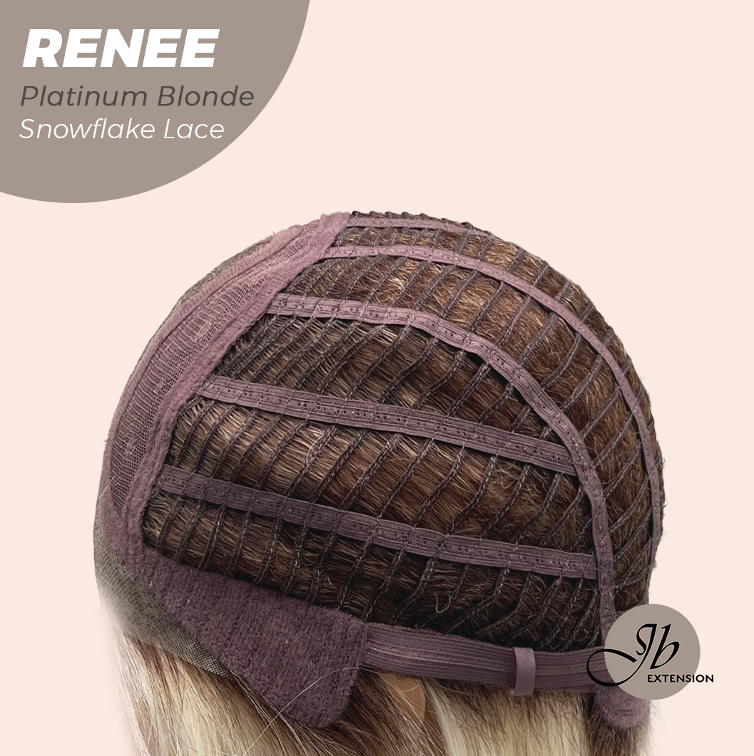 JBEXTENSION 21 Inches Platinum Blonde Pre-Cut T Part Snowflake Lace Frontlace Glueless Wig RENEE PLATINUM BLONDE【BENDY EAR TABS】