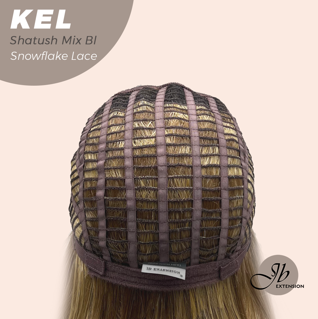 JBEXTENSION 22 Inches Shatush Mix Blonde Pre-Cut Snowflake Lace Frontlace Glueless Wig KEL SHATUSH MIX BLONDE【PERMATEASE】【BENDY EAR TABS】