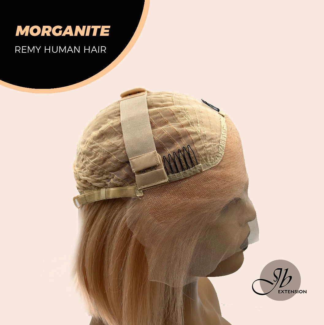 JBEXTENSION GEMSTONE COLLECTION 12 Inches Real Human Hair Peach Bob Cut Free Parting Wig MORGANITE