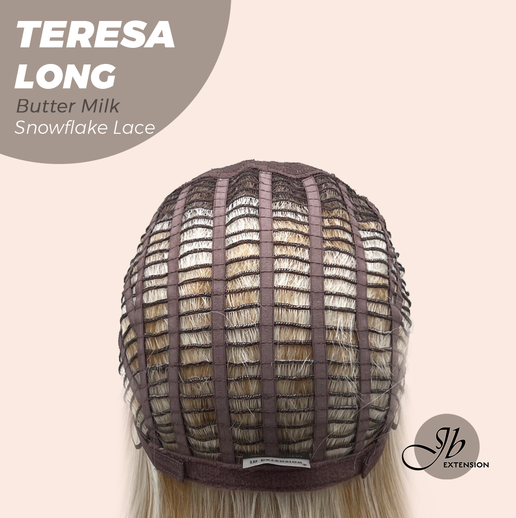 JBEXTENSION 22 Inches Long Butter Milk Pre-Cut Snowflake Lace Frontlace Glueless Wig TERESA LONG BUTTER MILK【PERMATEASE】【BENDY EAR TABS】