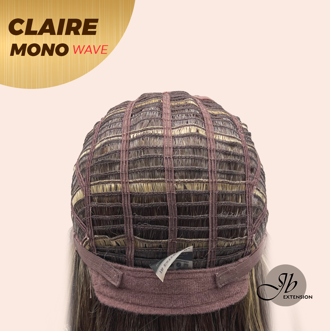 JBEXTENSION CLAIRE MONO WAVE Partial Monofilament Wig 22 Inches Brown With Highlight Partial Mono Lace Glueless Wig CLAIRE MONO-WAVE【BENDY EAR TABS】