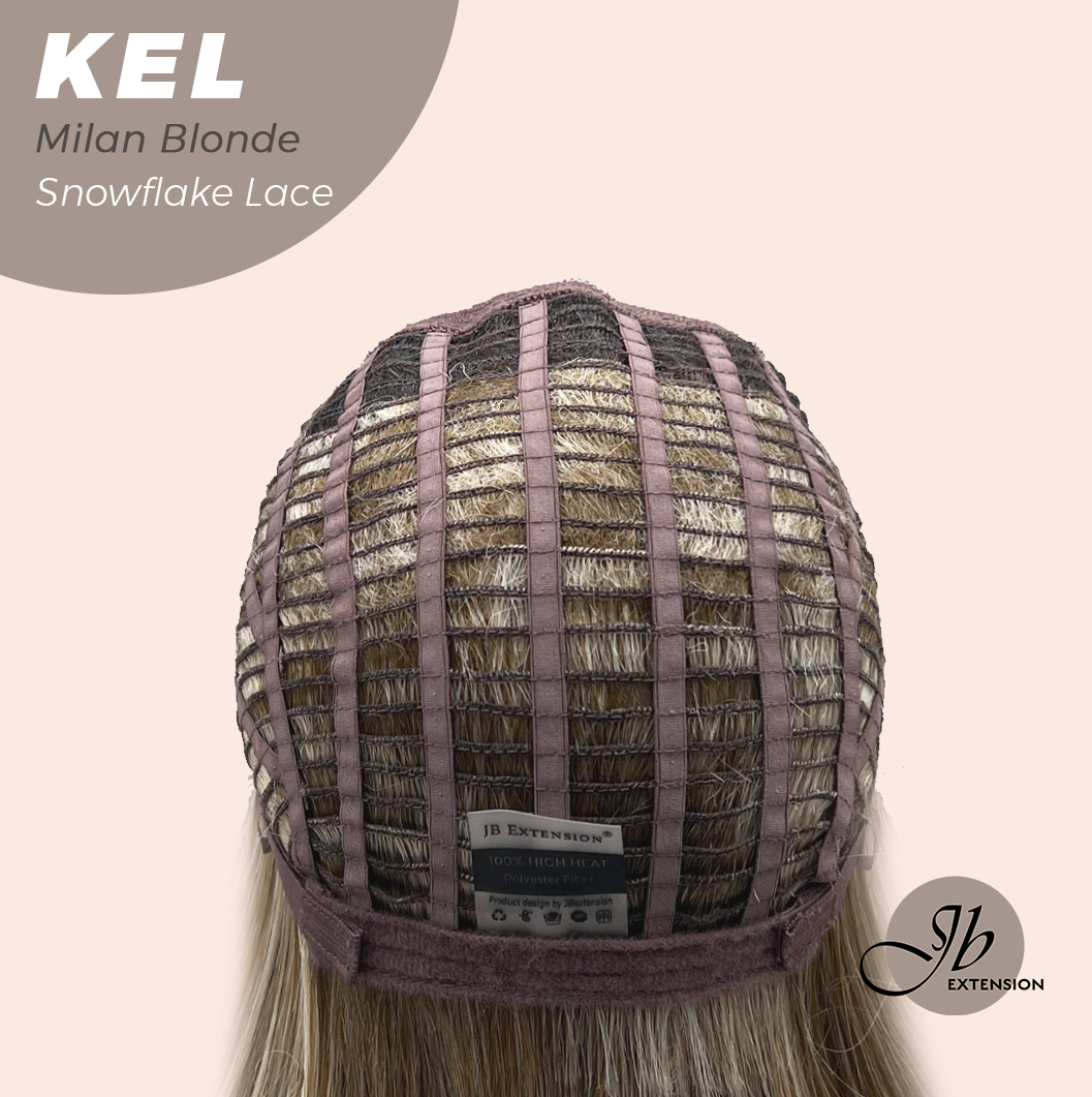 JBEXTENSION 22 Inches Milan Blonde Pre-Cut Snowflake Lace Frontlace Glueless Wig KEL MILAN BLONDE【PERMATEASE】【BENDY EAR TABS】- M/L