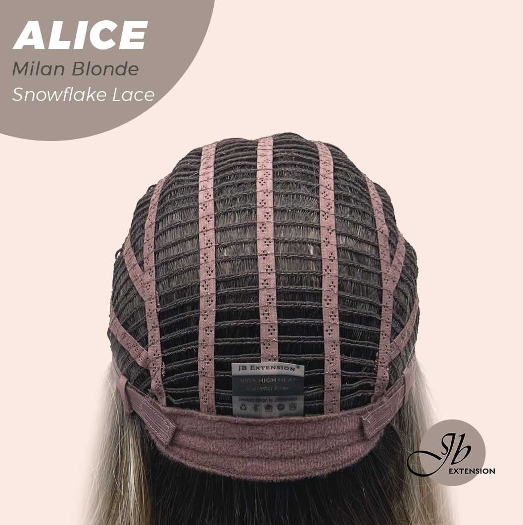 JBEXTENSION 12 Inches Milan Blonde Pre-Cut Side Part Snowflake Lace Frontlace Glueless Wig ALICE MILAN BLONDE【BENDY EAR TABS】- S/M