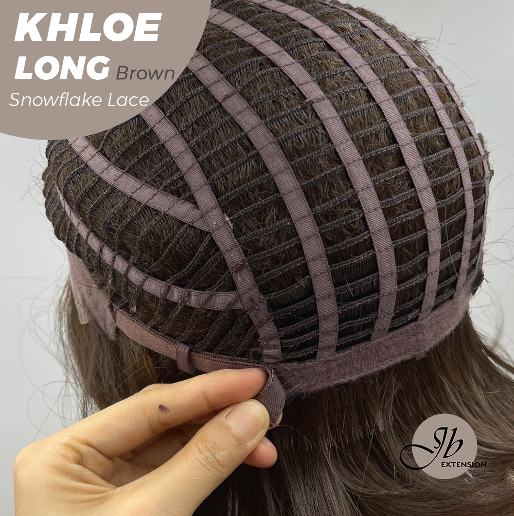 JBEXTENSION 18 Inches Brown Pre-Cut Snowflake Lace Frontlace Glueless Wig KHLOE LONG BROWN【PERMATEASE】【BENDY EAR TABS】