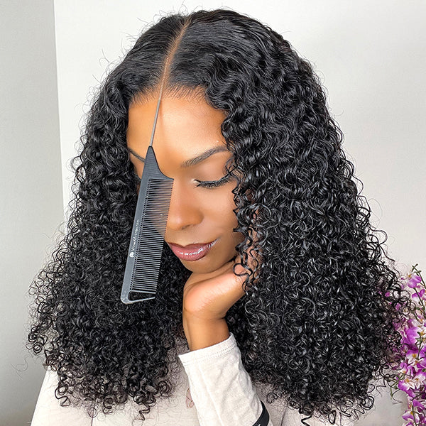 Curly Hair 4x4 HD Lace Closure Wig Pre Cut & Plucked & Bleached Put on go® Glueless Wig