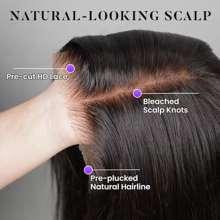 Deep wave Glueless Wig Human Hair Pre Cut 8x5 HD Lace Closure Wigs Put on Go Pre Everything Wigs No Skills Needed