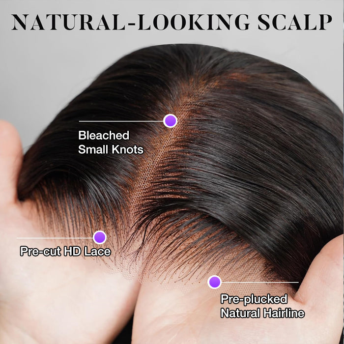 Body Wave Wigs 4x4 HD Invisible Lace Closure Wigs Pre Plucked Glueless Human Hair Wigs