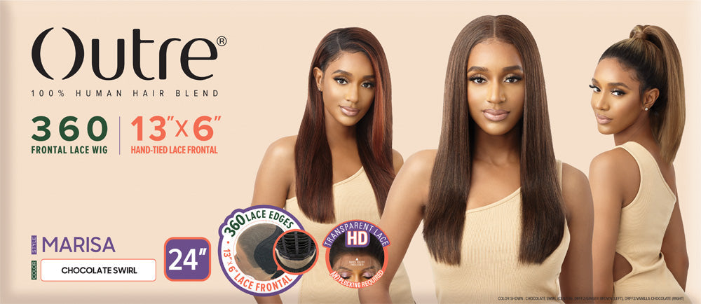 Outre 100% Human Hair Blend 13X6 Hand-Tied 360 Lace Frontal Wig - MARISA