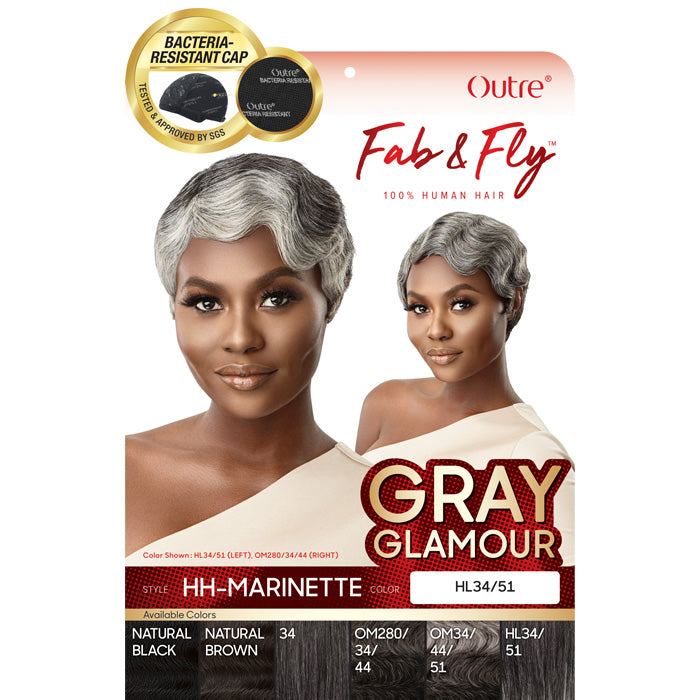 Outre 100% Human Hair Full Cap Wig Gray Glamour - HH-MARINETTE