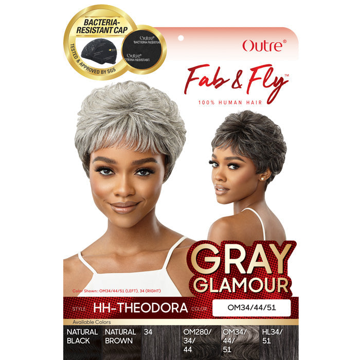 Outre Fab & Fly 100% Human Hair Full Cap Wig Gray Glamour - THEODORA