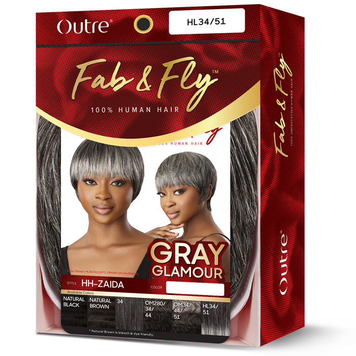 Outre Fab & Fly 100% Human Hair Gray Glamour Full Wig - HH-ZAIDA