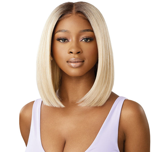 Outre Airtied Glueless Human Hair Blend 13x4 HD Lace Front Wig HHB-NATURAL YAKI 12" - 100% Fully Hand-Tied