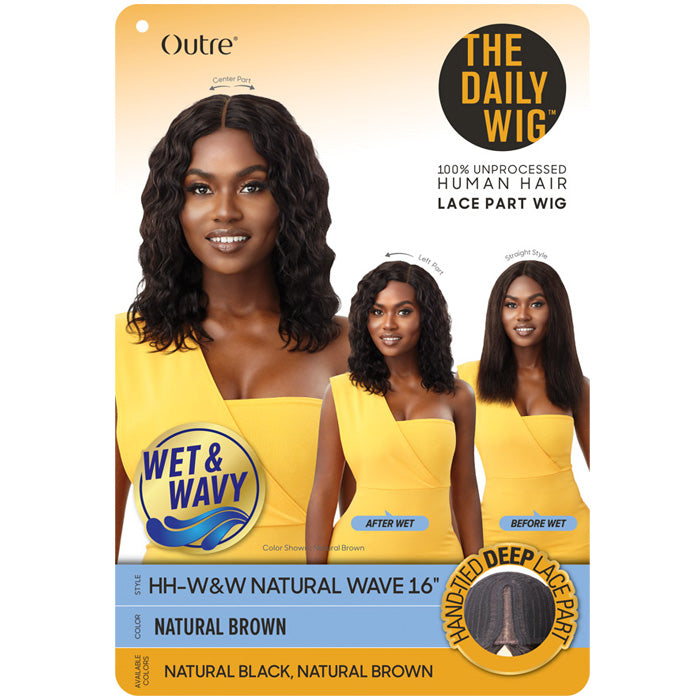 Outre 100% Unprocessed Human Hair Lace Part Wet & Wavy Wig - NATURAL WAVE 16