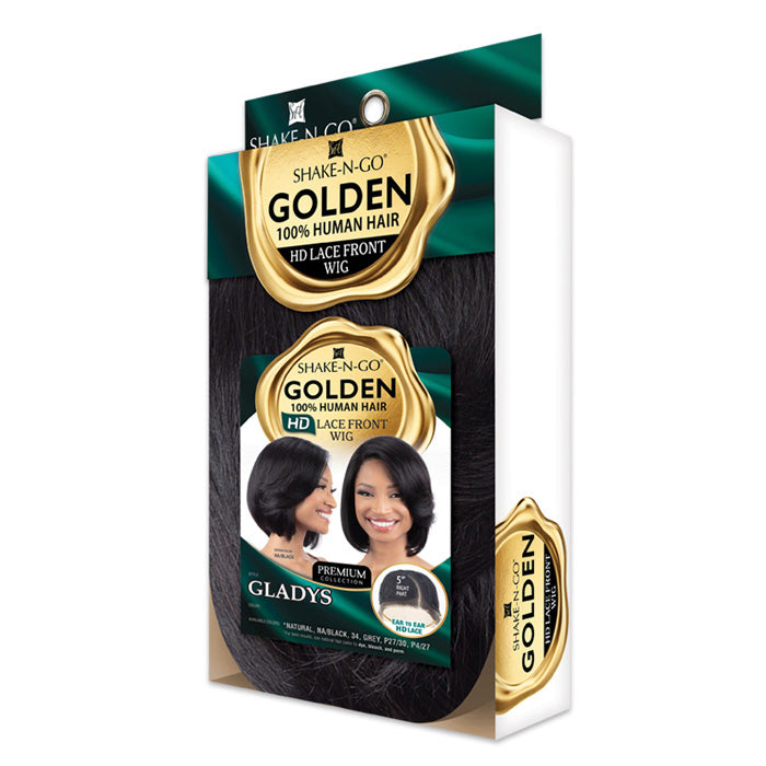 Shake N Go Golden 100% Human Hair HD Lace Front Wig - GLADYS - 5" Deep Part