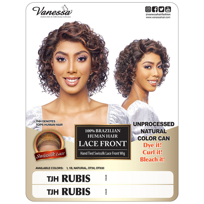 Vanessa 100% Brazilian Human Hair Hand Tied Swissilk Lace Front Wig - TJH RUBIS
